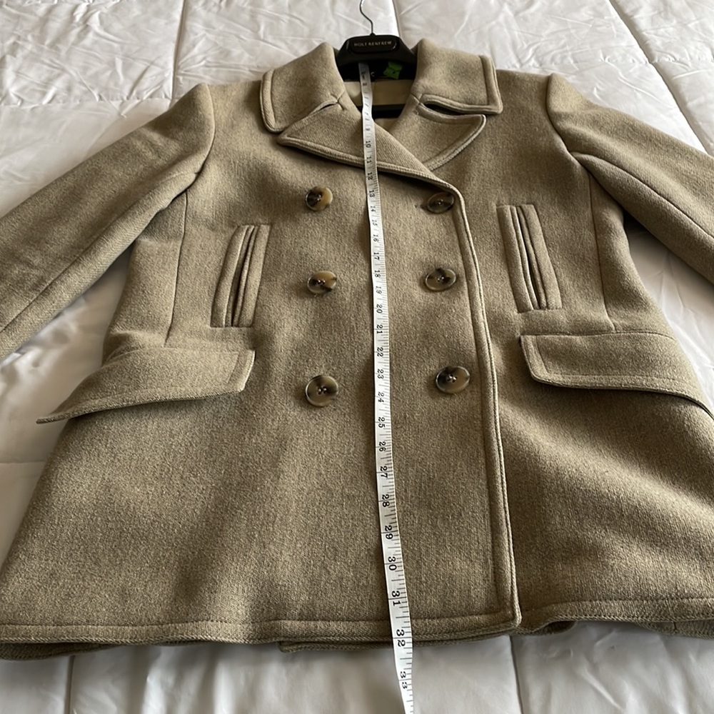 Theory Women's Light Gray Wool Blend Double-Breasted Pea Coat - Picture 11 of 15